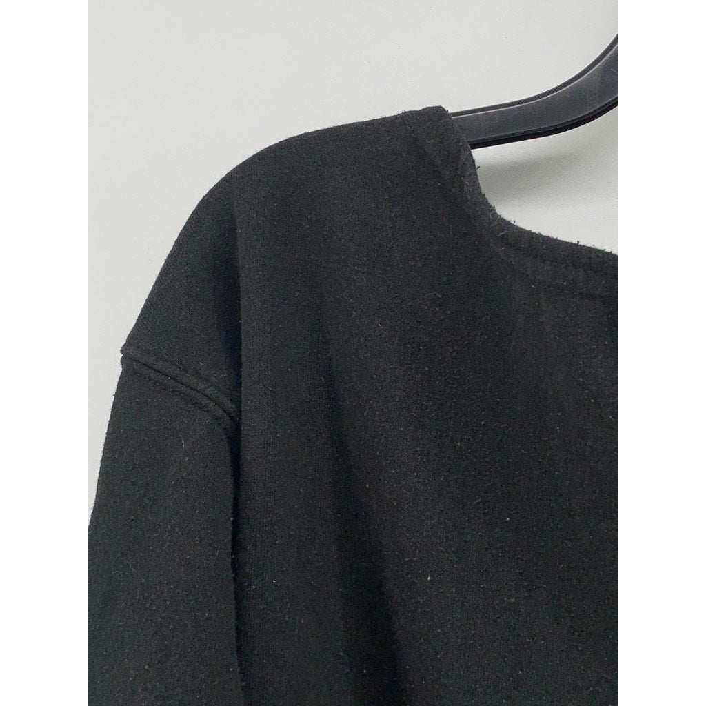 BATMAN Women's Washed Black Logo Crewneck Cropped Sweatshirt SZ XS