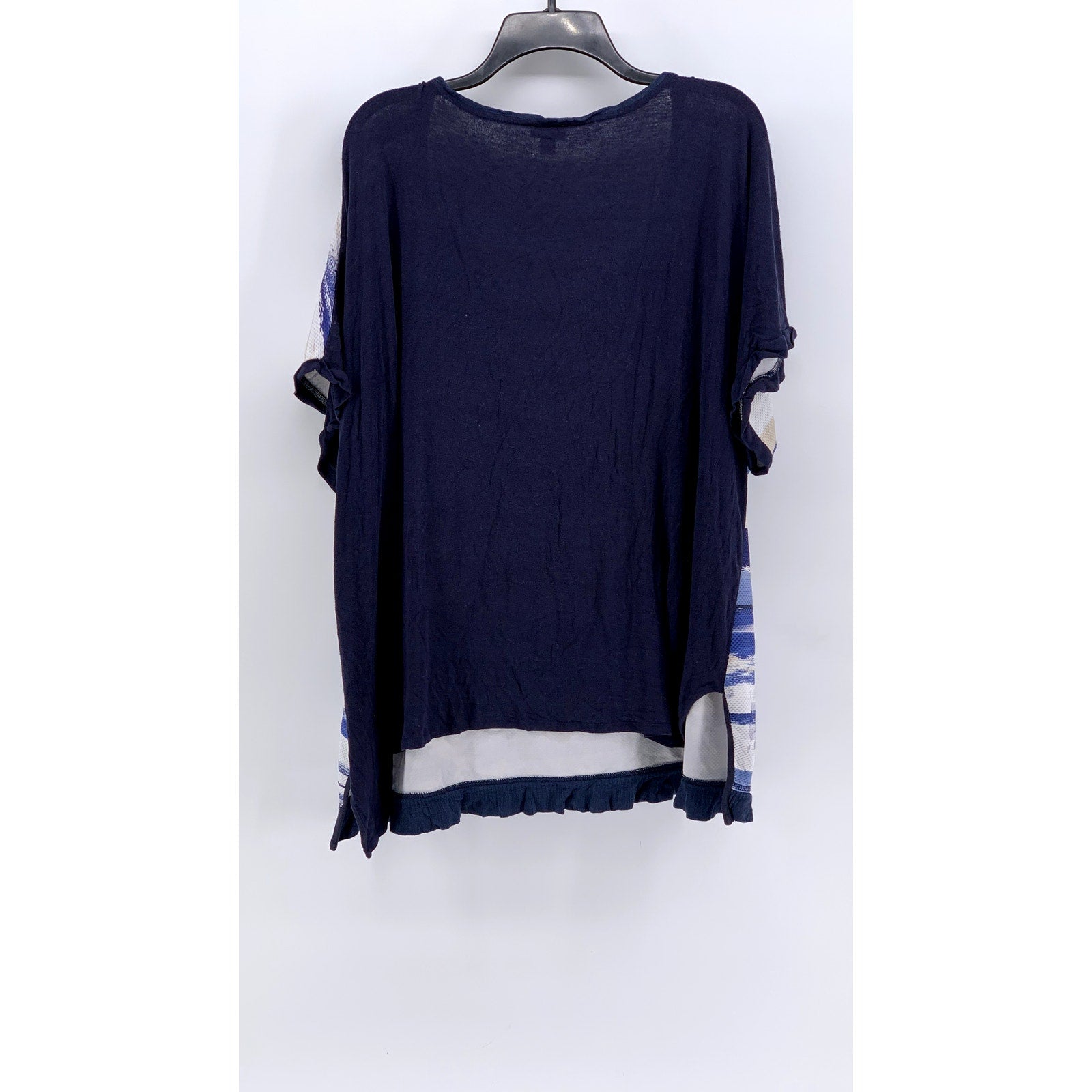 AVENUE Women's Plus Navy-White Printed Short Sleeve Top SZ 26/28