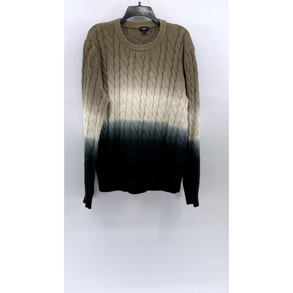 EXPRESS Men's Brown-Blue Dip Dye Cable Knit Sweater SZ M