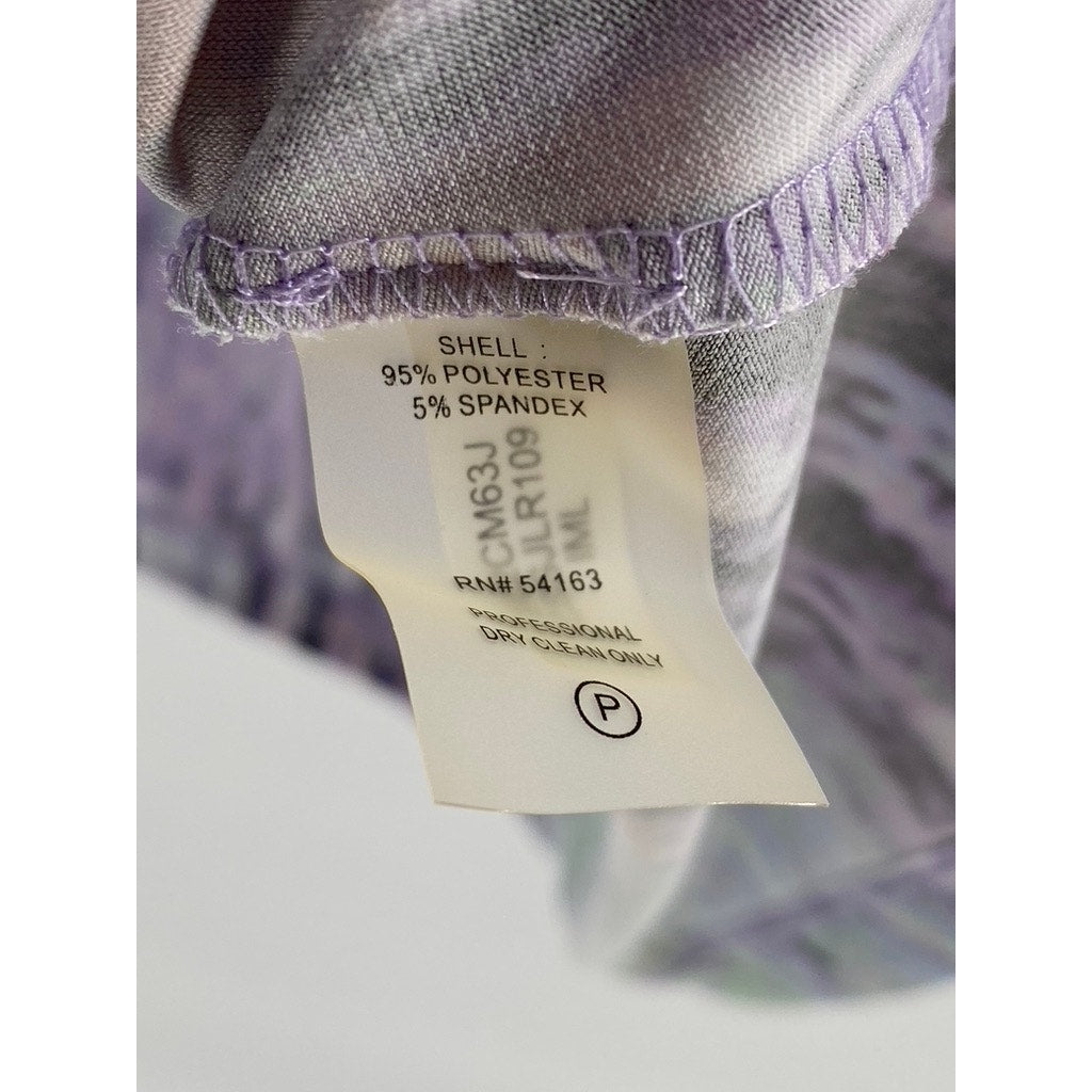 CALVIN KLEIN Women's Purple-Blue Printed Cowl Neck Sleeveless Top SZ M