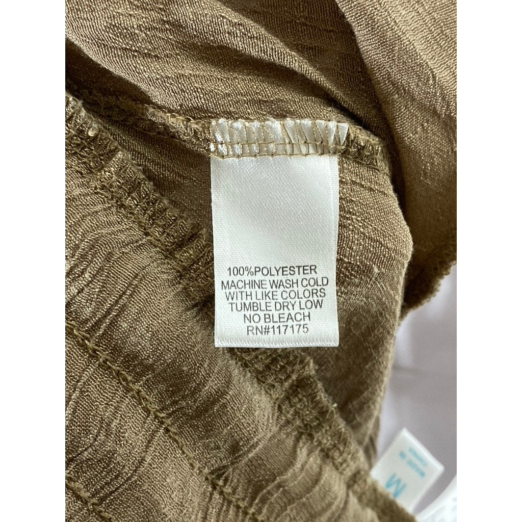 BEACH BREAK Women's Tan Lightweight Drawstring Pull-On Pants SZ M
