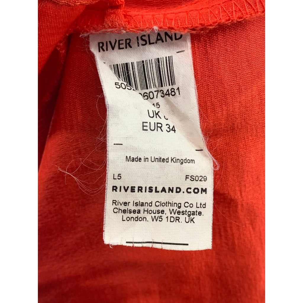 RIVER ISLAND Women's Orange Solid Side-Slit Belted Pencil Midi Skirt SZ 8