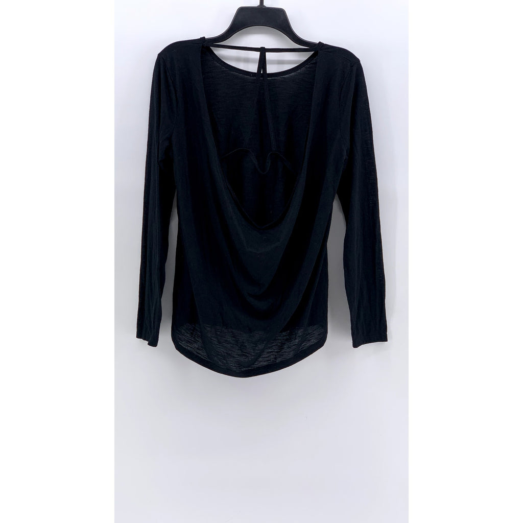 UNBRANDED Women's Black Crewneck Cutout Back Long Sleeve Top SZ M