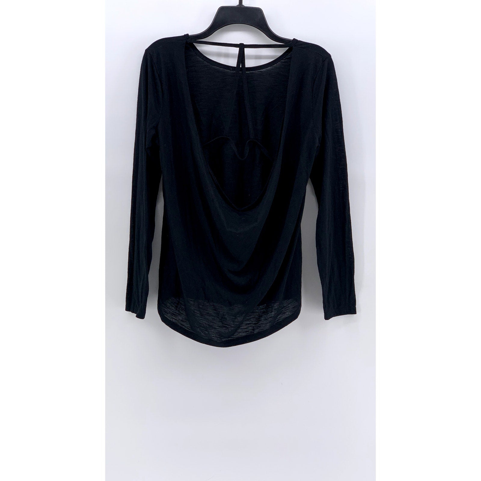 UNBRANDED Women's Black Crewneck Cutout Back Long Sleeve Top SZ M