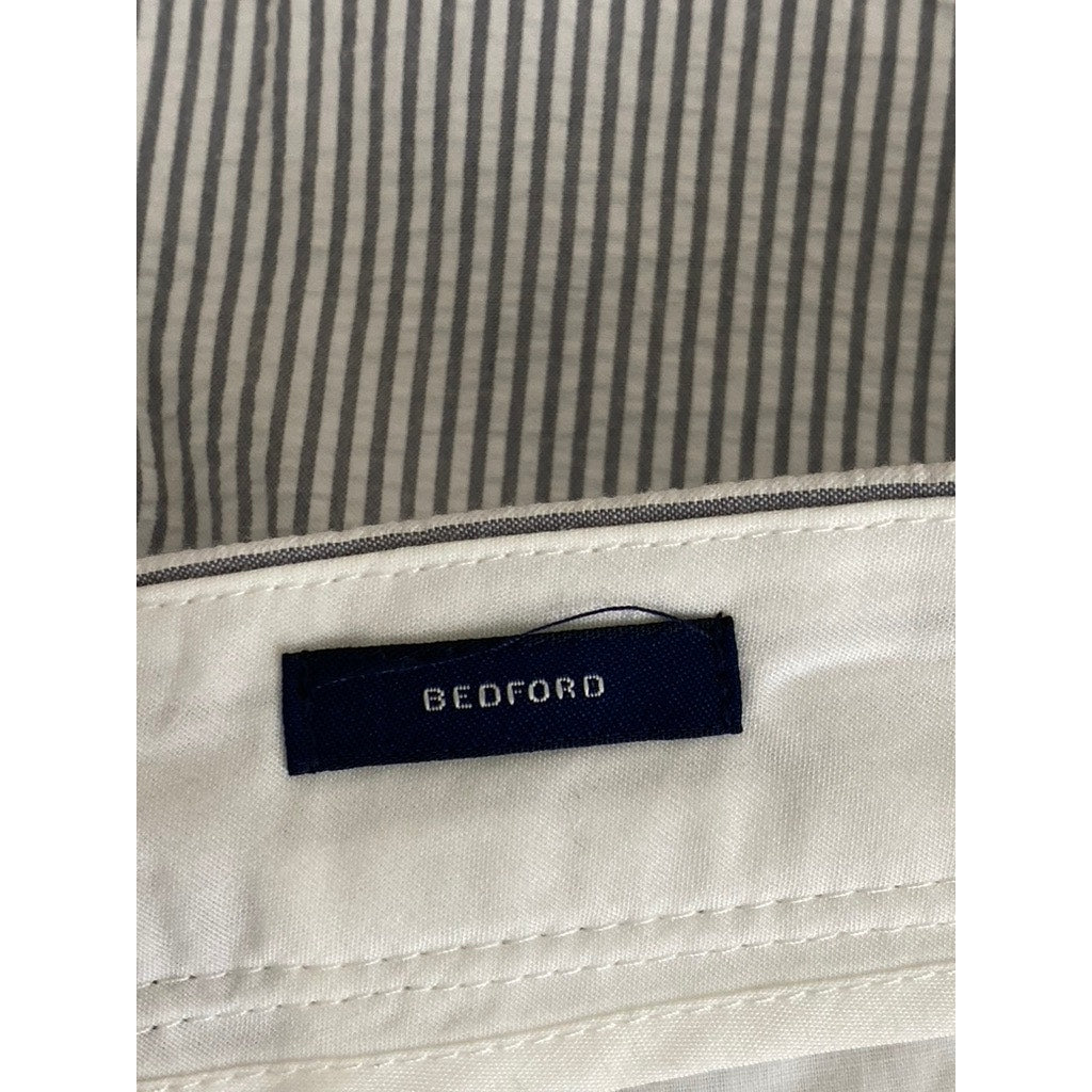 J.CREW Men's Blue-White Pinstripe Seersucker Bedford Straight-Leg Pant SZ 35X32