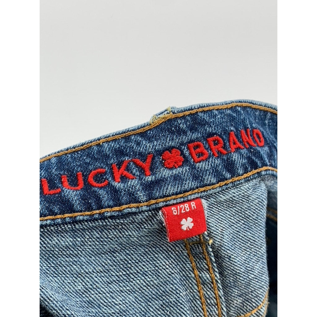LUCKY BRAND Women's Medium Blue Distressed Slim-Leg Regular-Fit Jeans SZ 6/28