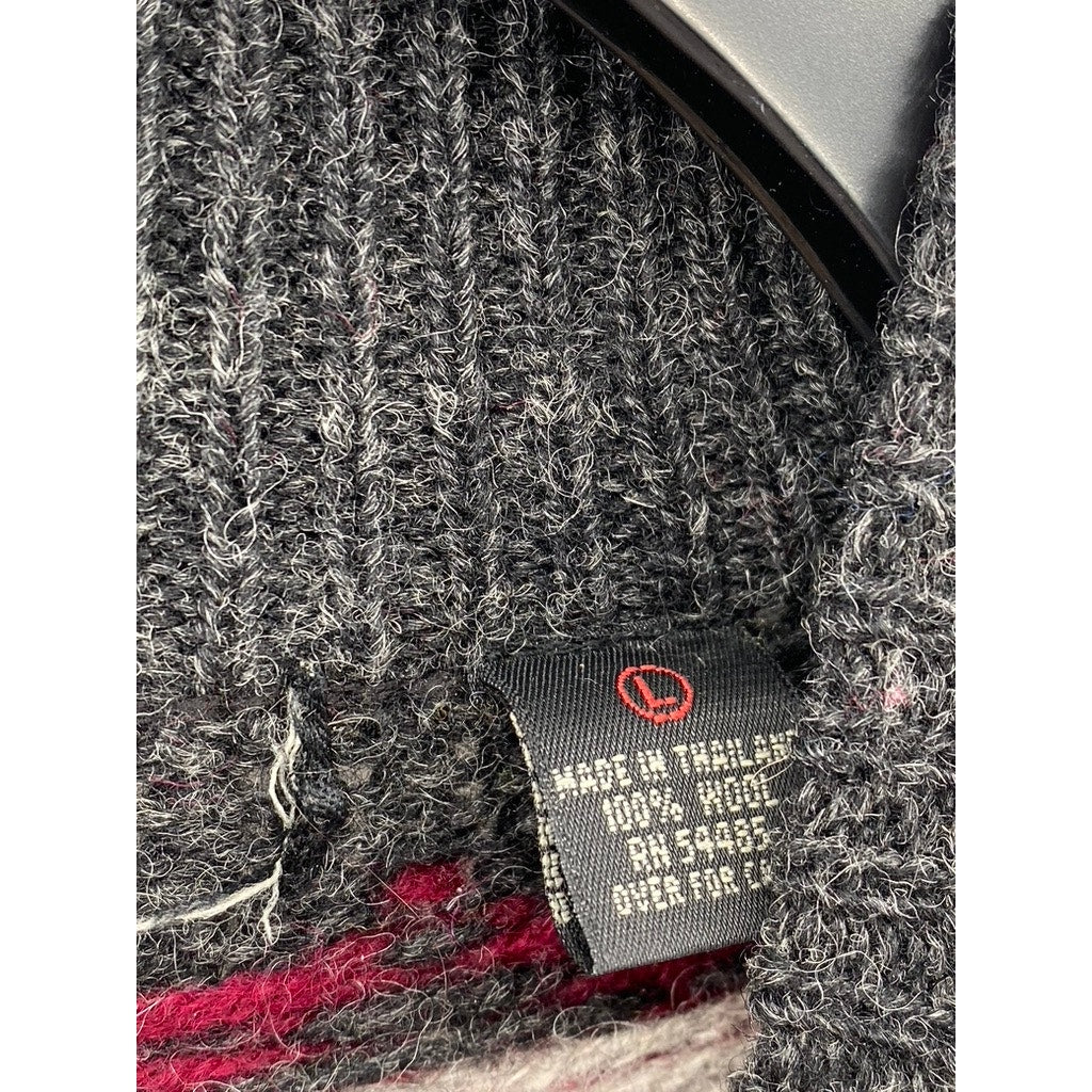 AMERICAN EAGLE OUTFITTERS Women's Vintage Charcoal Wool Fair Isle Sweater SZ L