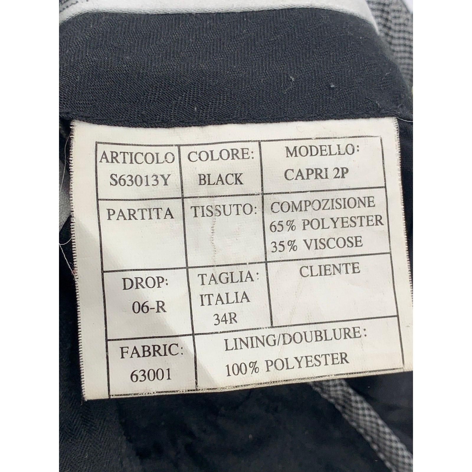 PAOLO GIARDINI Men's Black Pinstripe Straight-Leg Regular-Fit Pants SZ 34R
