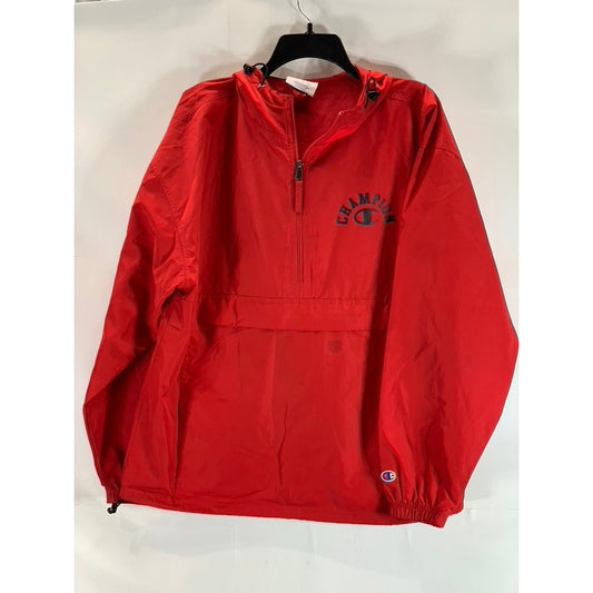 CHAMPION Men's Red UO Exclusive Logo Anorak Pullover Windbreaker Jacket SZ L