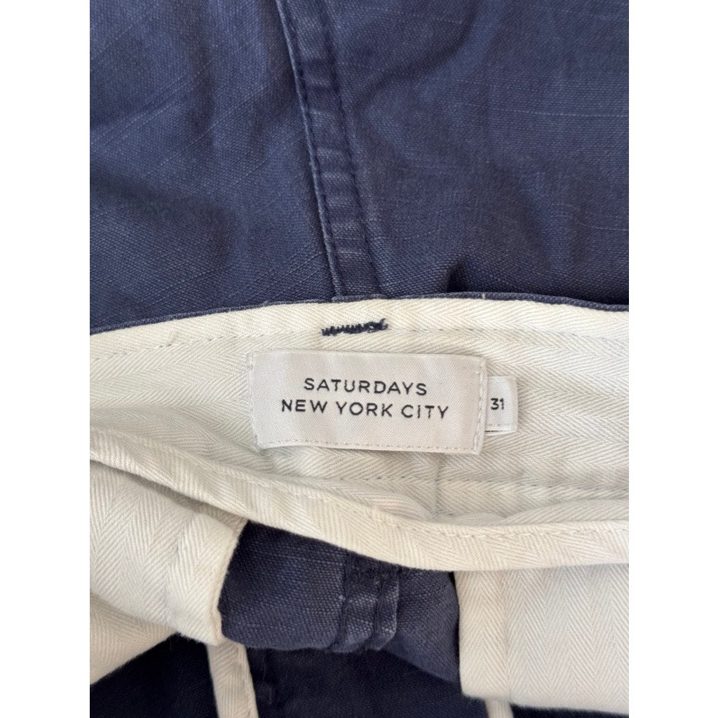 SATURDAYS NEW YORK CITY Men's Navy Regular-Fit Chino Shorts SZ 31