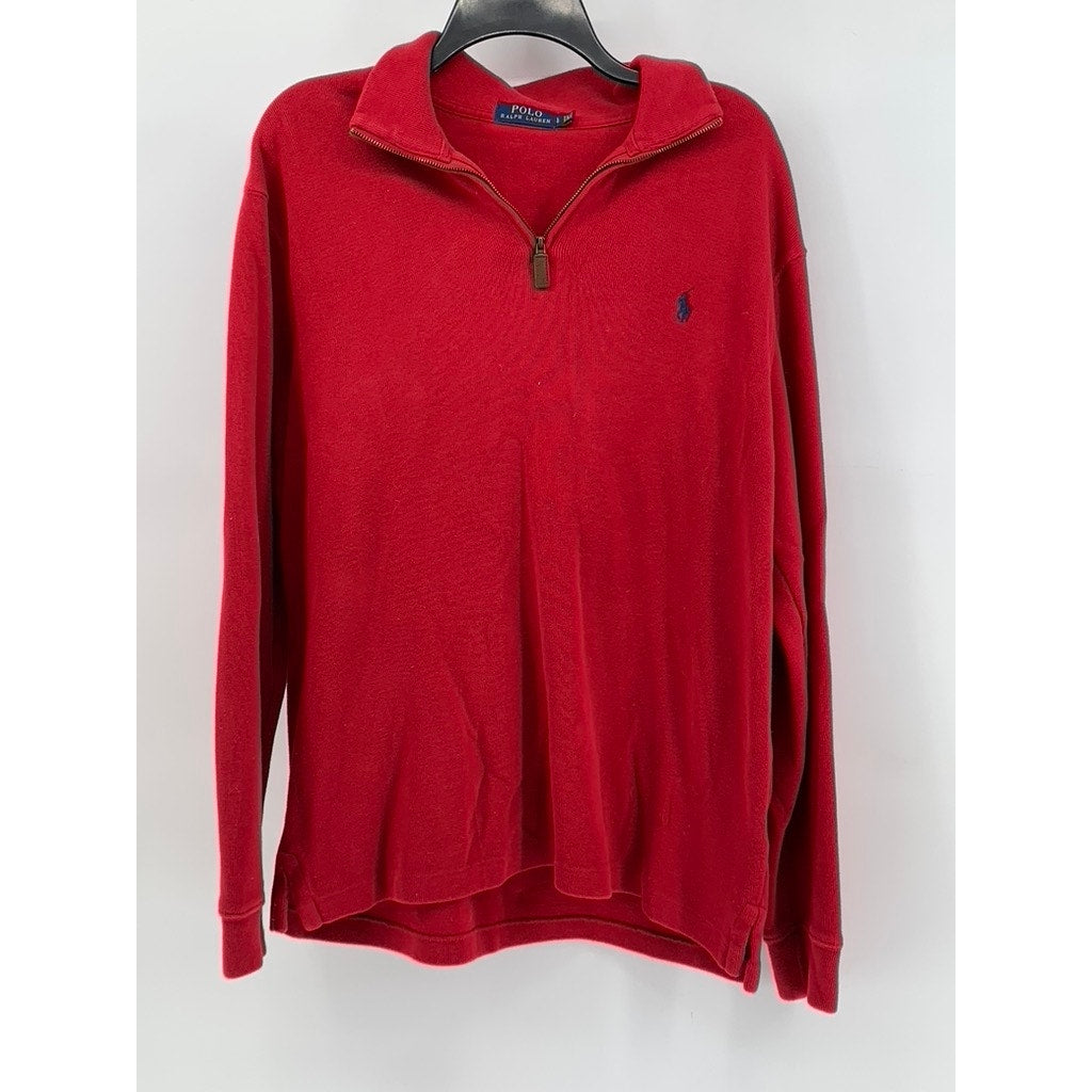 POLO RALPH LAUREN Men's Red Quarter-Zip Pullover Sweater SZ L