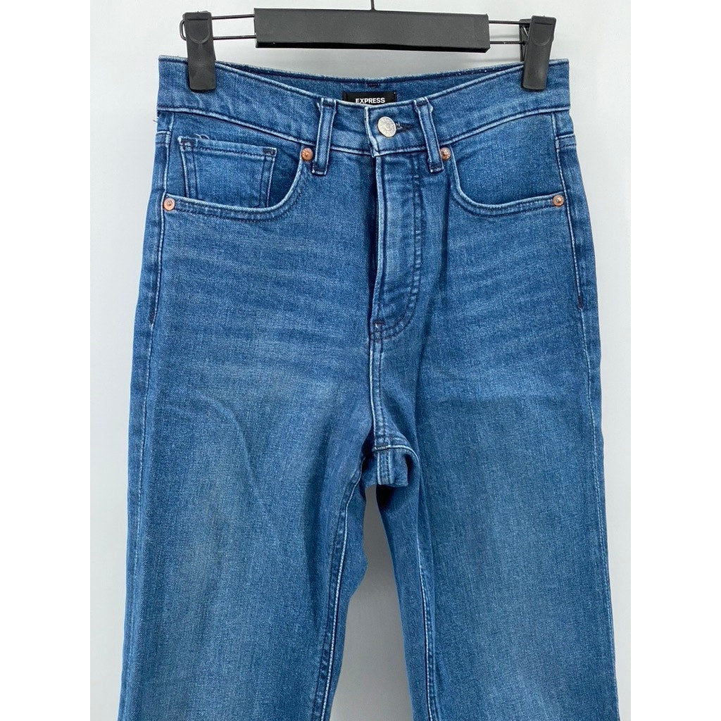 EXPRESS Women's Blue Medium Wash Denim High-Rise Mom Jeans SZ 00