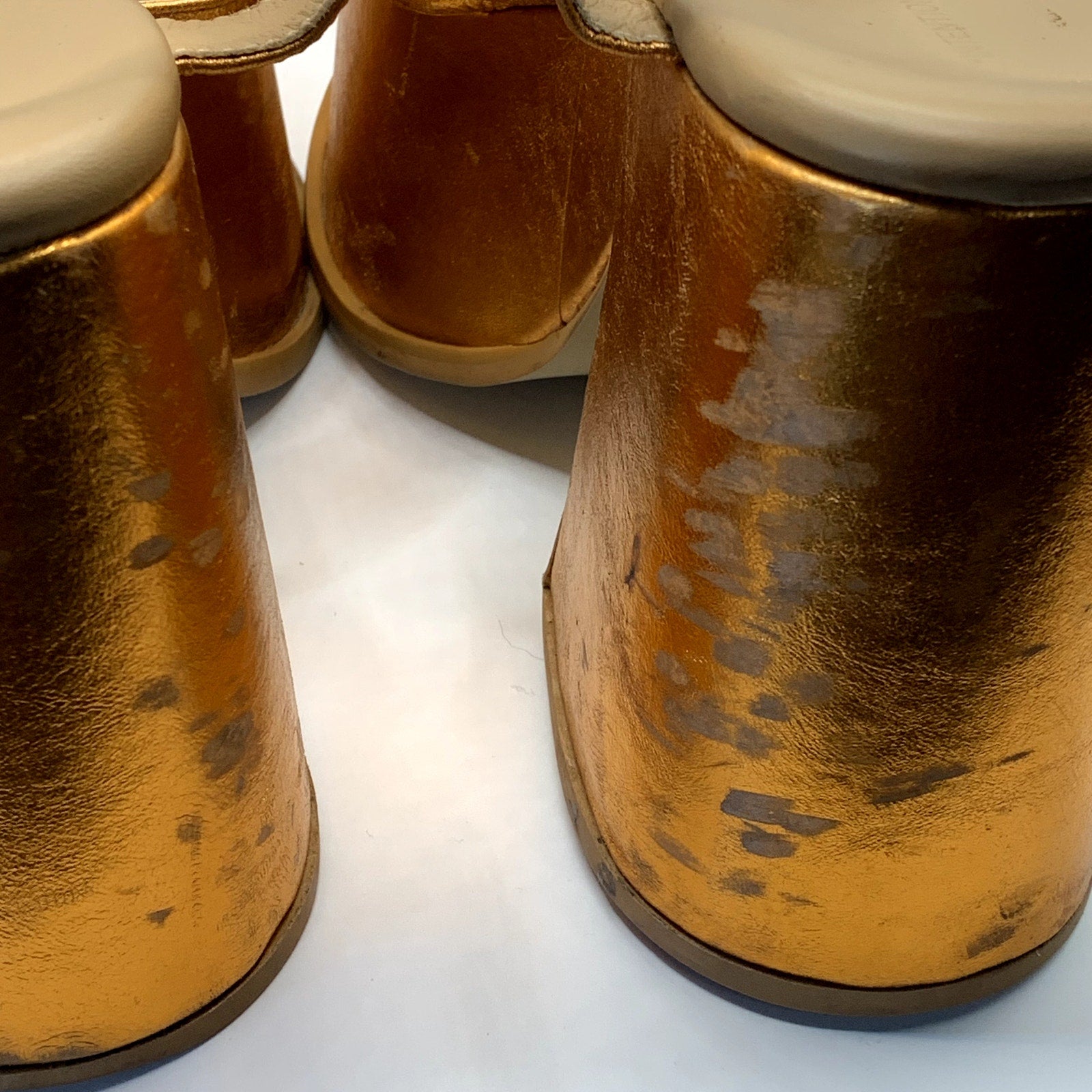 INTENTIONALLY Women's Orange Metallic John Platform Block-Heel Heels SZ 10.5