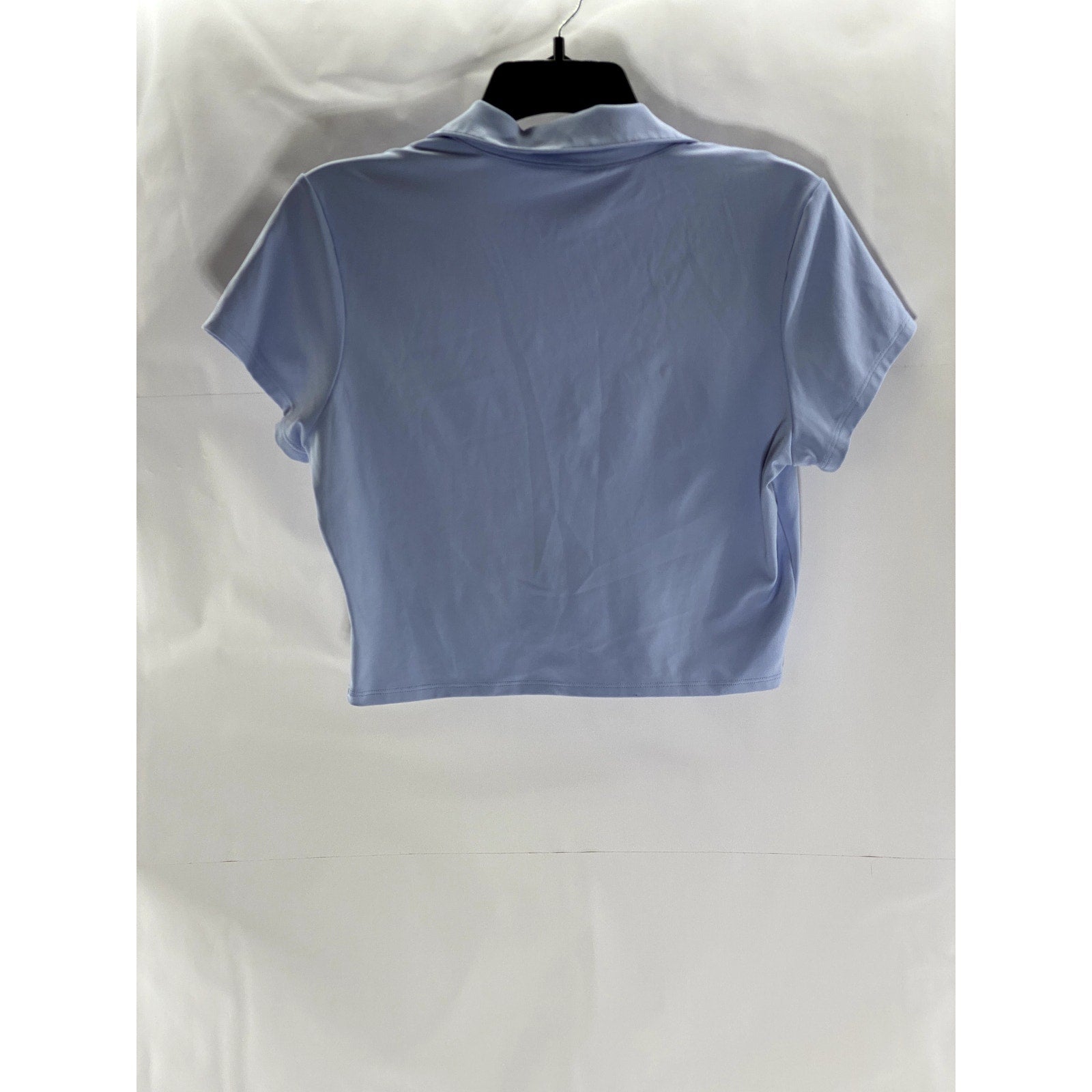 90 DEGREE By REFLEX Women's Light Blue Short Sleeve Cropped Tennis Polo Top SZ L