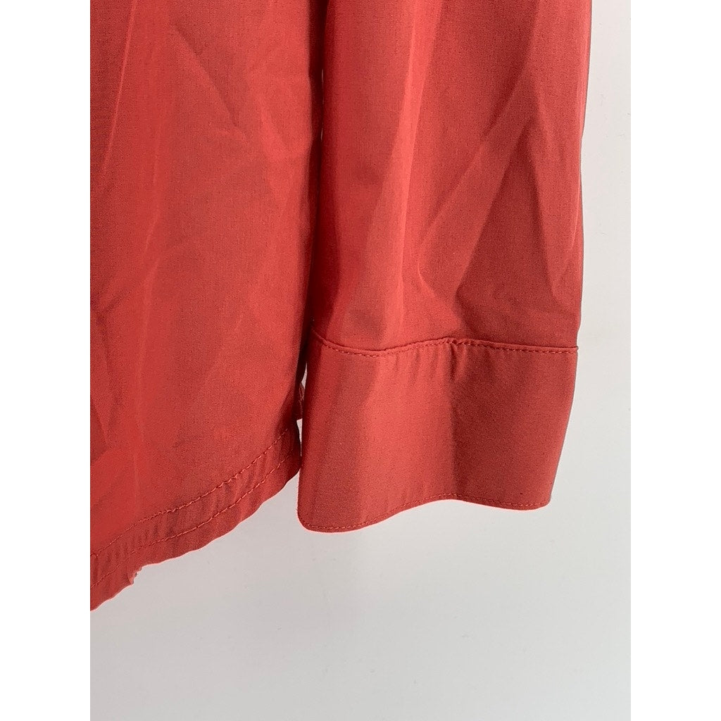 EDDIE BAUER Women's Red Classic-Fit Button-Up Long Sleeve Top SZ S