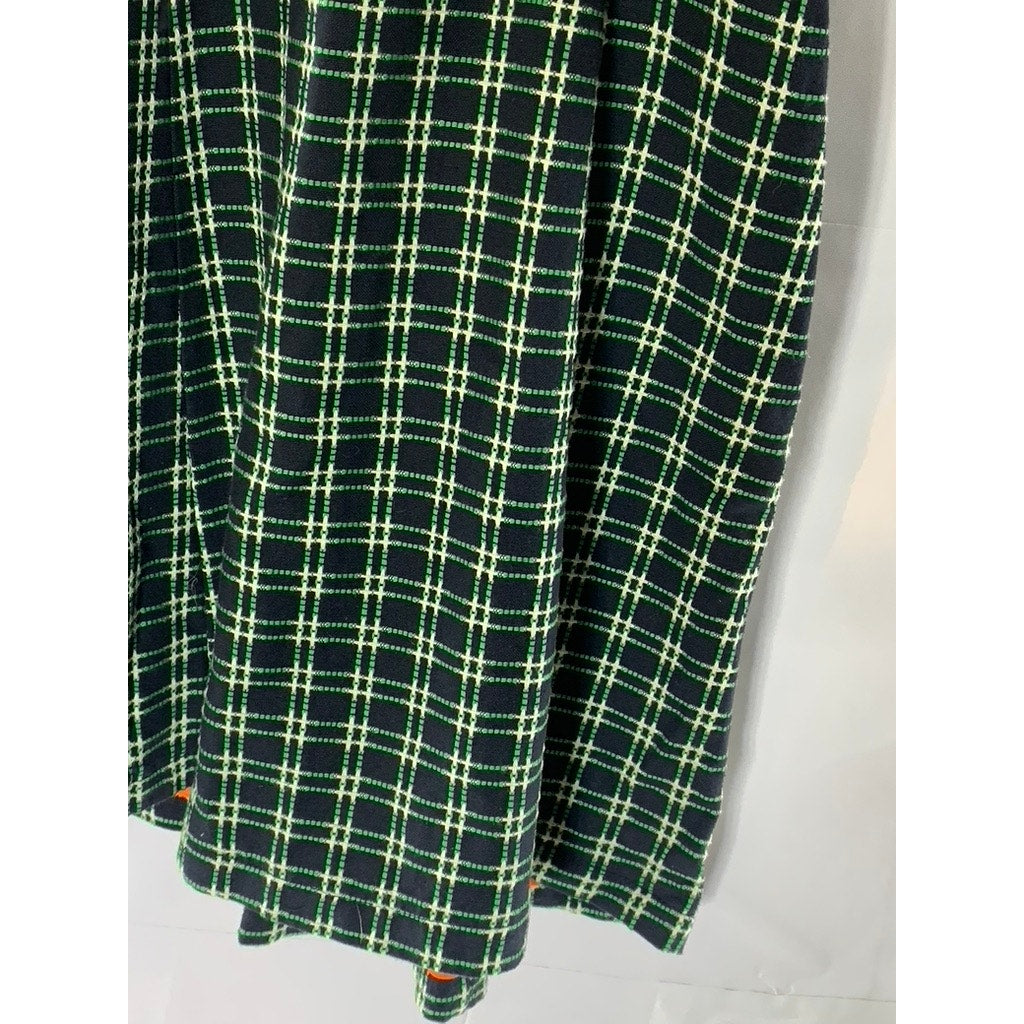 MAEVE By ANTHROPOLOGIE Women's Green/Black Checkered Overall Mini Skirt SZ 4