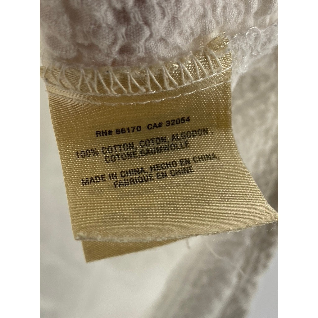 PILCRO AND THE LETTERPRESS Women's White Textured Half-Button Top SZ S