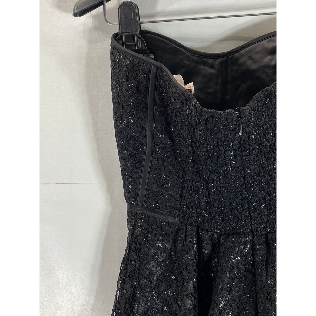 PARKER Women's Black Lace Strapless Fit & Flare Mini Dress SZ XS