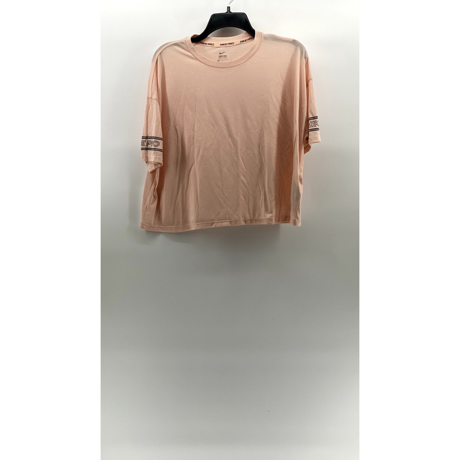 NIKE PRO Women's Salmon Pink Dri-Fit Crewneck Short Sleeve Cropped Top SZ L