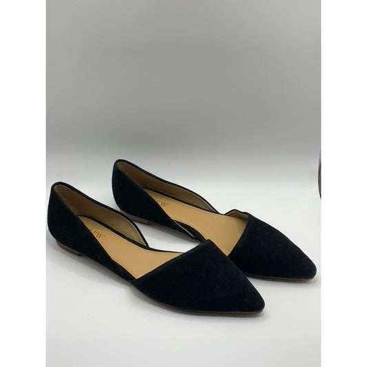 J.CREW FACTORY Women's Black Suede Leather Zoe D'Orsay Pointed-Toe Flats SZ 8.5