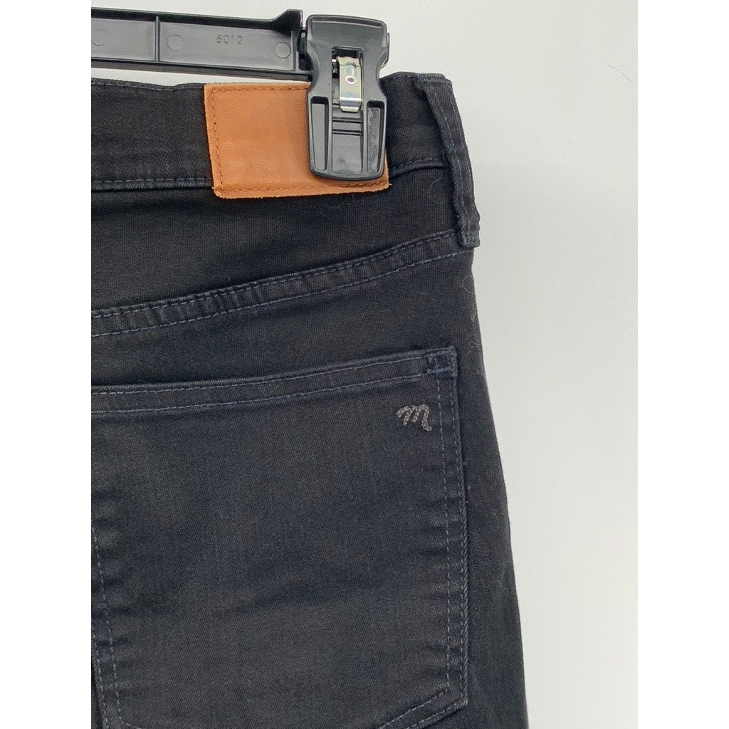 MADEWELL Women's Black 9" Mid-Rise Skinny Leg Frayed Cropped Jeans SZ 28