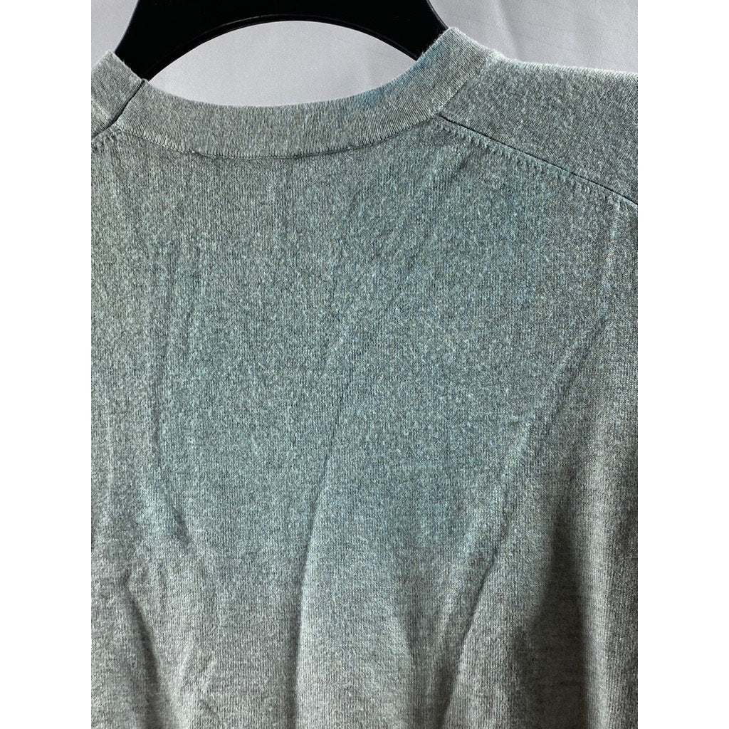 ZARA Women's Light Gray Crewneck Plain Knit Basic Short Sleeve Top SZ S