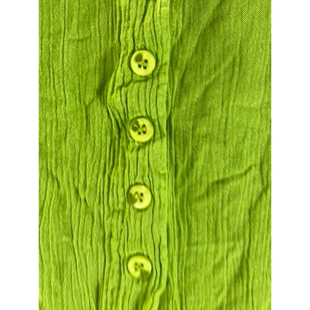 METRO COLLECTION New York 10001 Women's Green Button-Up Short Sleeve Top SZ L