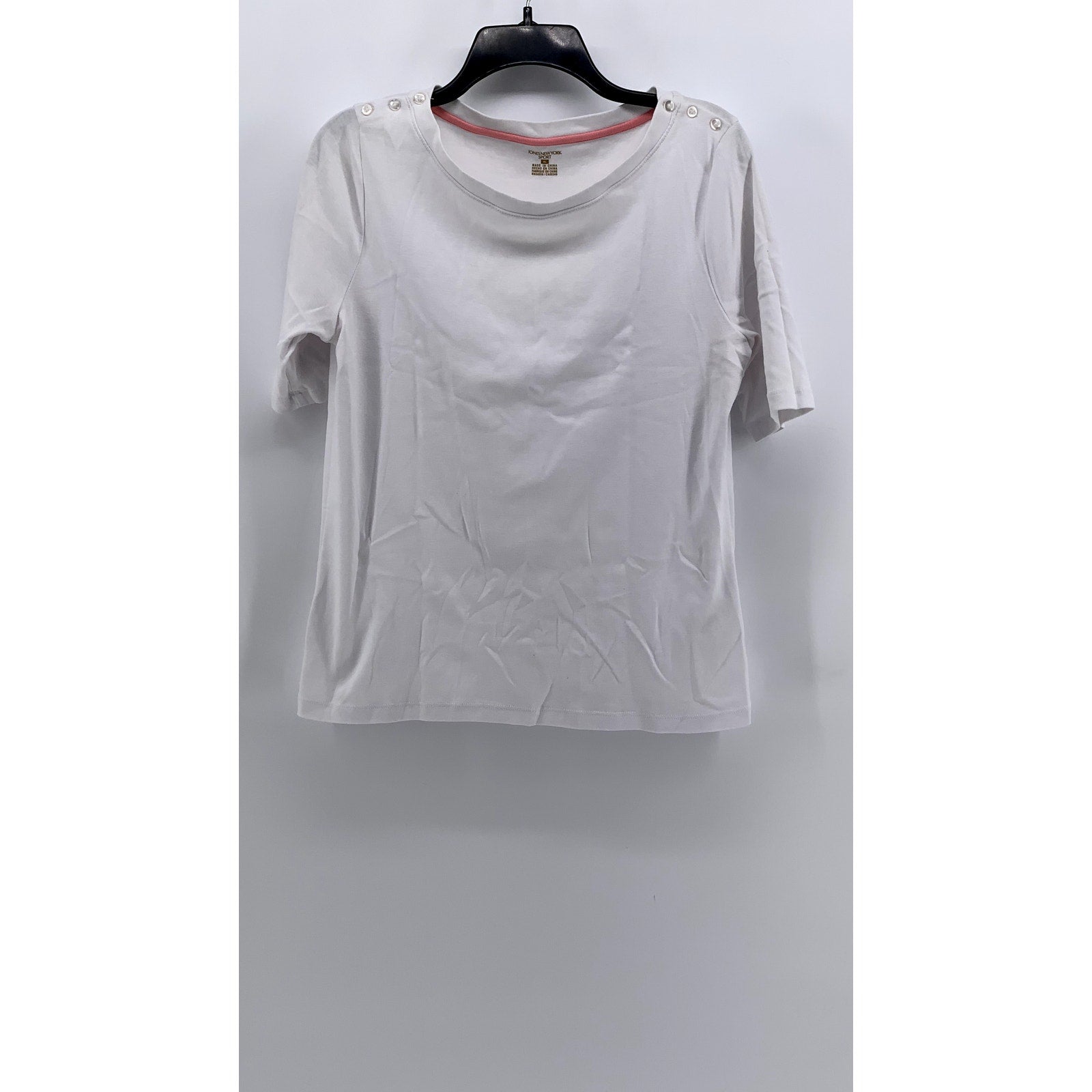 JONES NEW YORK SPORT Women's White Boatneck 3/4 Sleeve Cotton Top SZ XL