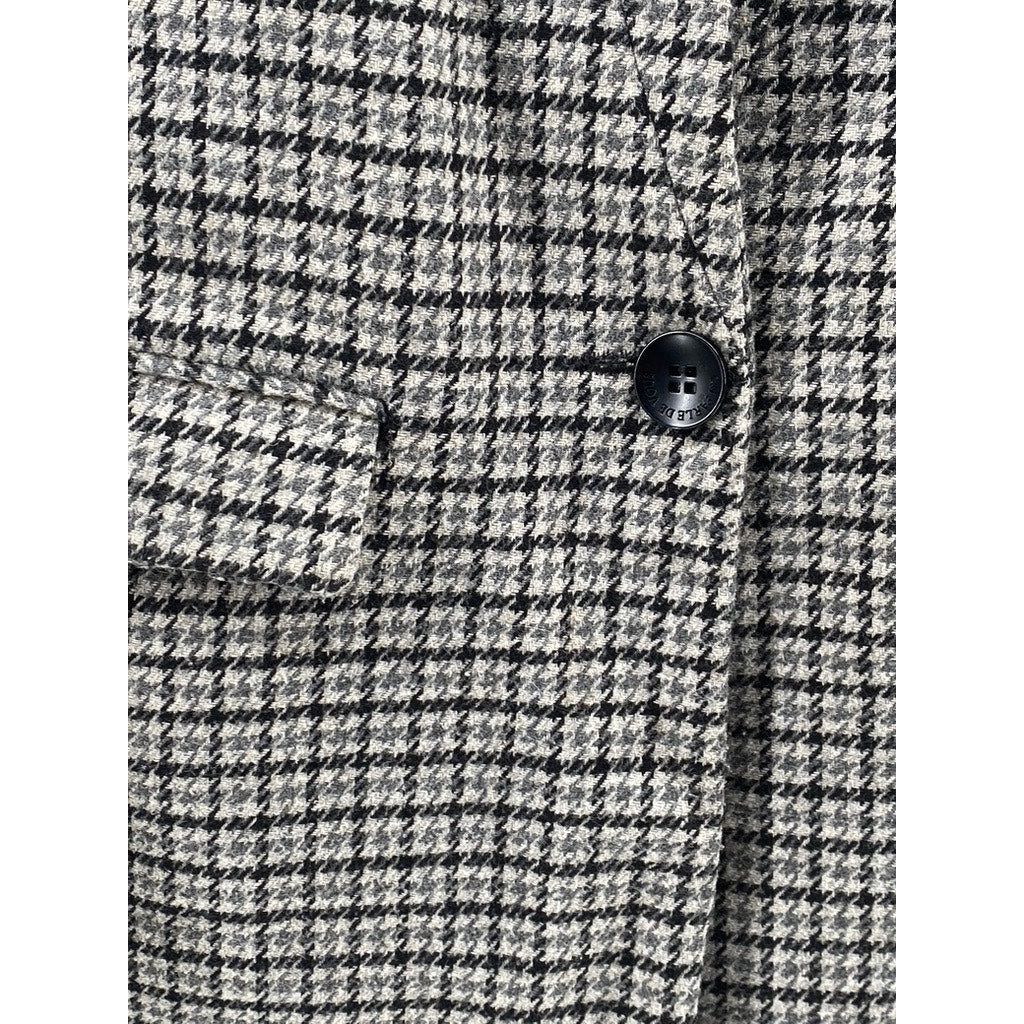 O.P.D.V PARIS Women's Black-Gray Houndstooth Single-Button Peak Lapel Coat SZ S