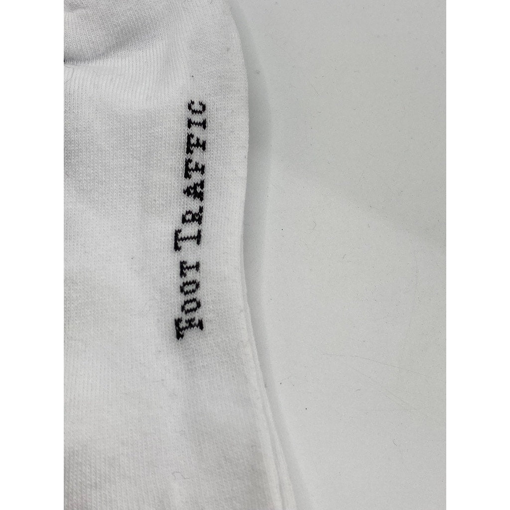 FOOT TRAFFIC Women's White-Black Music Note Print Crew Socks SZ 4-10