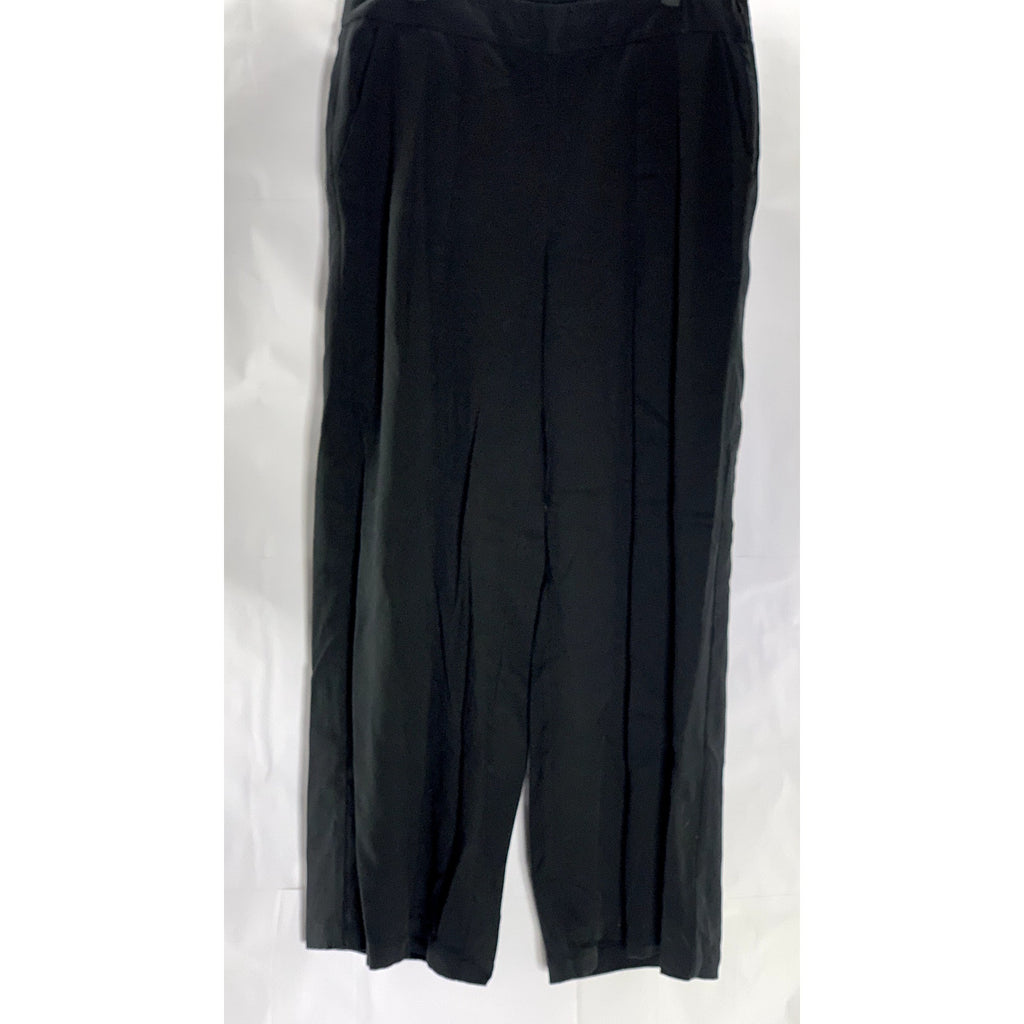 EILEEN FISHER Women's Black Stretch Jersey Knit Wide-Leg Pant SZ M