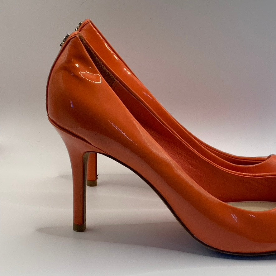 COACH Women's Orange Nala Patent Leather Round-Toe Slip-On Pumps SZ 7.5