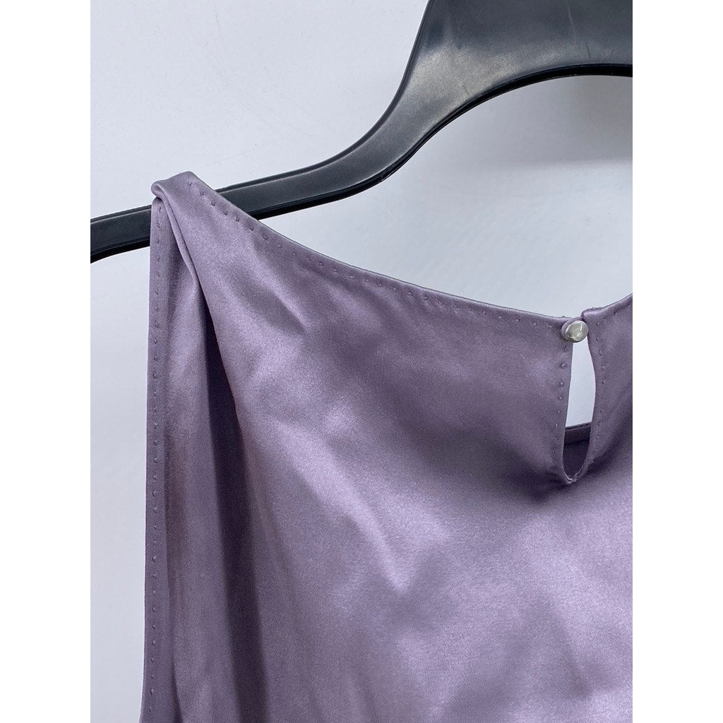ELIE TAHARI Women's Lilac Crewneck Cape Sleeve Anabelle Maxi Dress SZ 6