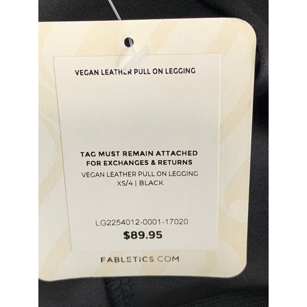 FABLETICS Women's Black Vegan Leather High-Rise Pull-On Leggings SZ XS