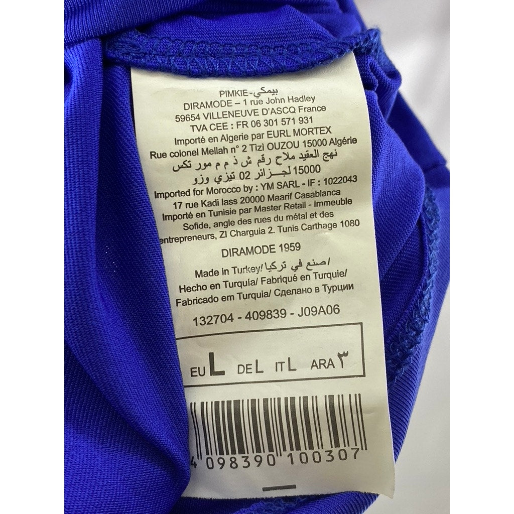 COLLECTION PIMKIE Women’s Royal Blue Cinched-Front Short Sleeve Top SZ L