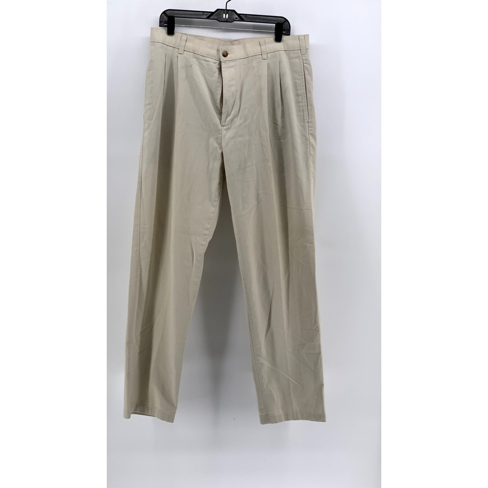 UNBRANDED Men's Tan Solid Cotton-Blend Straight-Leg Pants SZ 36X32