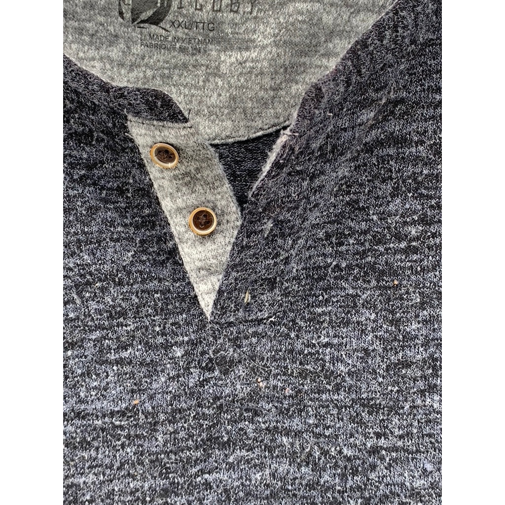 NICOBY Men's Navy Heather Long Sleeve Henley Shirt SZ XXL