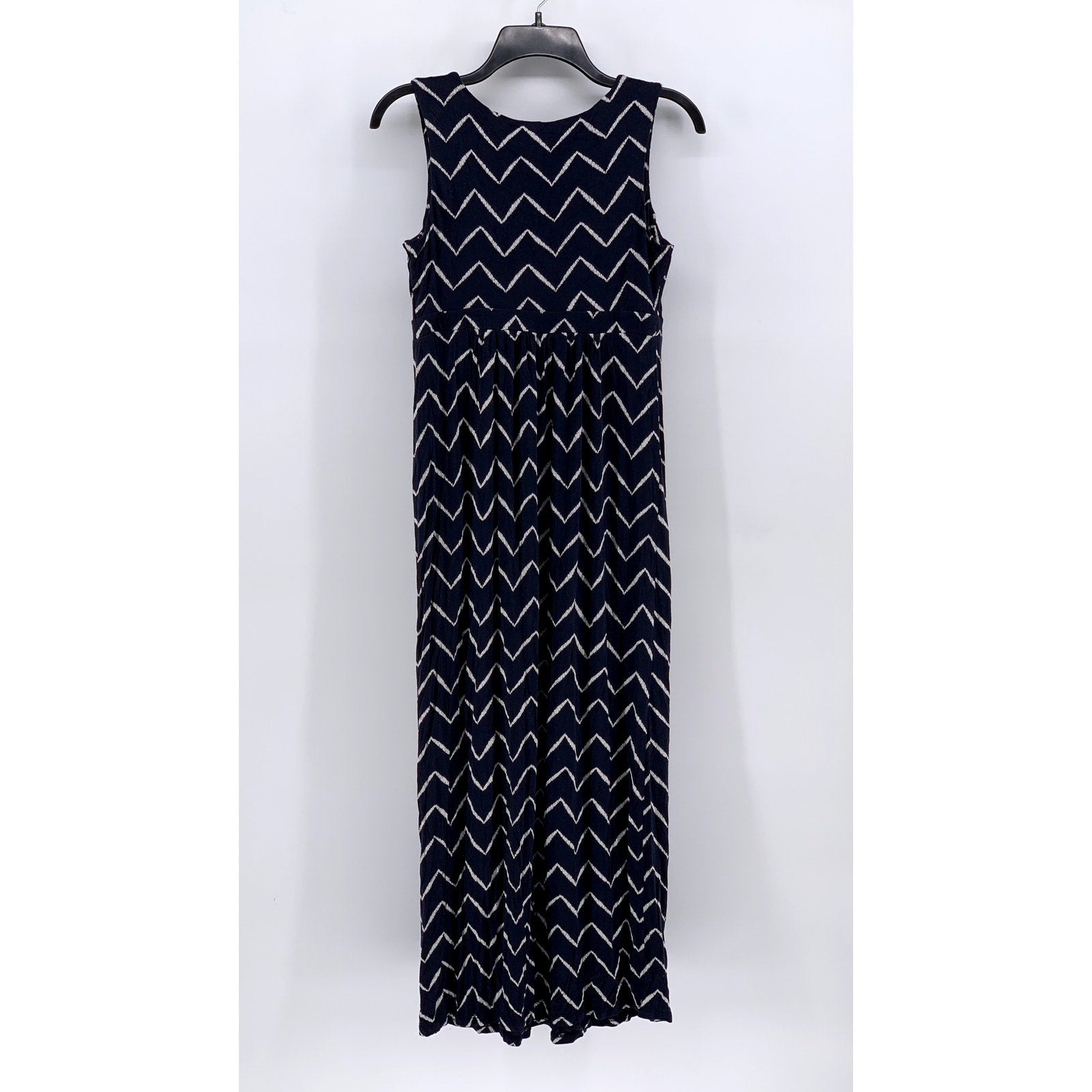 ST. JOHN'S BAY Women's Petite Navy-White Zig Zag Print Tank Maxi Dress SZ PM