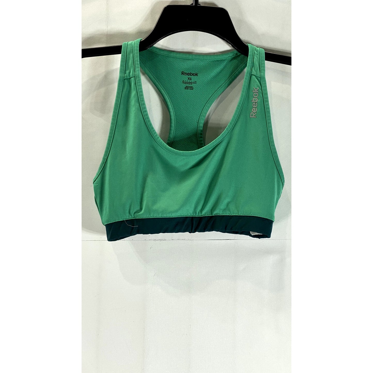 REEBOK Women's Green Breathable Logo Racerback Sports Bra SZ XS