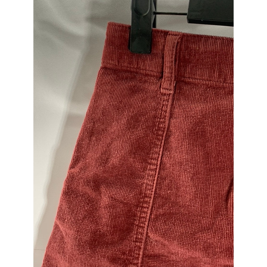 FOREVER 21 Women's Burgundy Button-Front Corduroy Mini Skirt SZ S