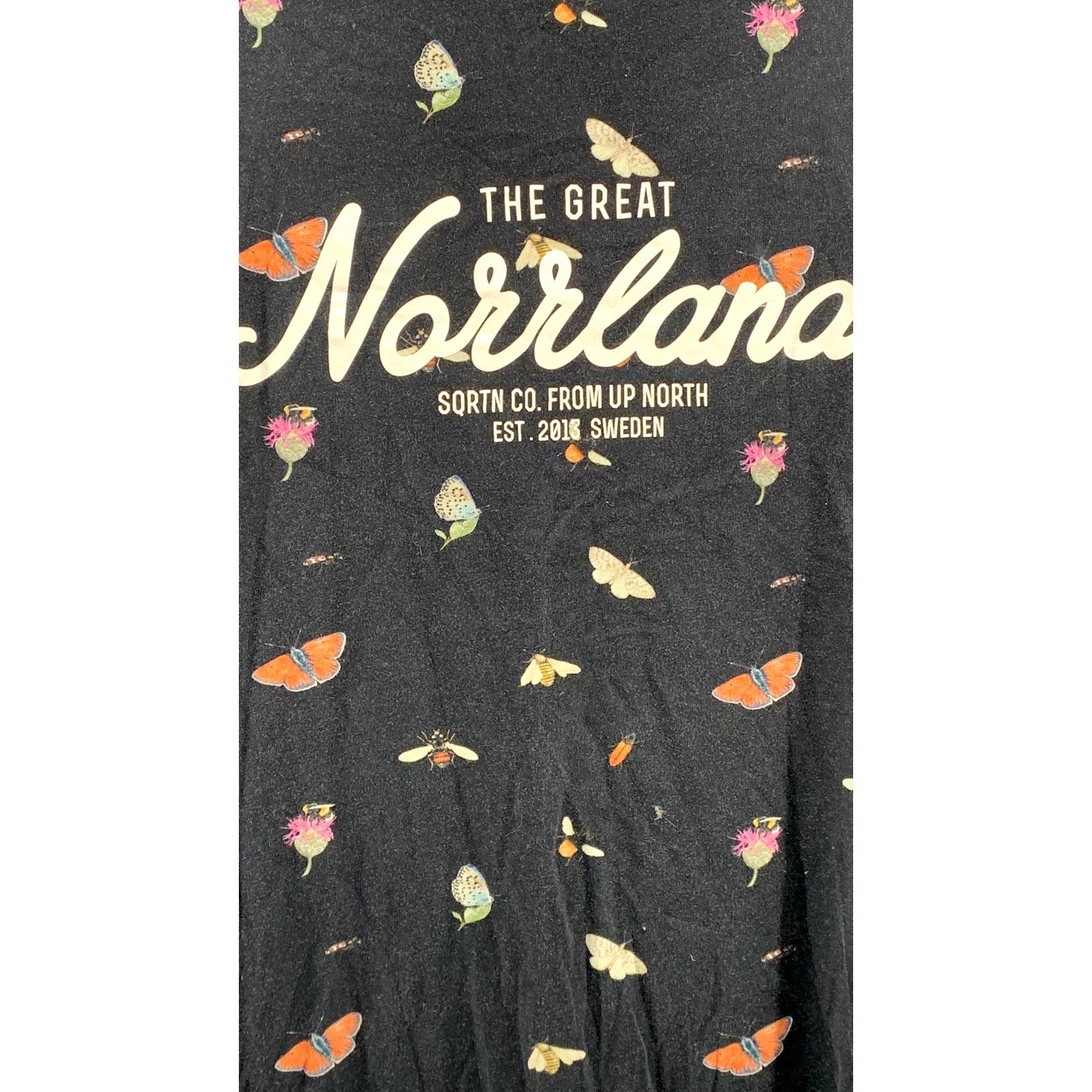 SQRTN COMPANY Unisex Adult Black Butterfly Crewneck Short Sleeve T-Shirt SZ XL