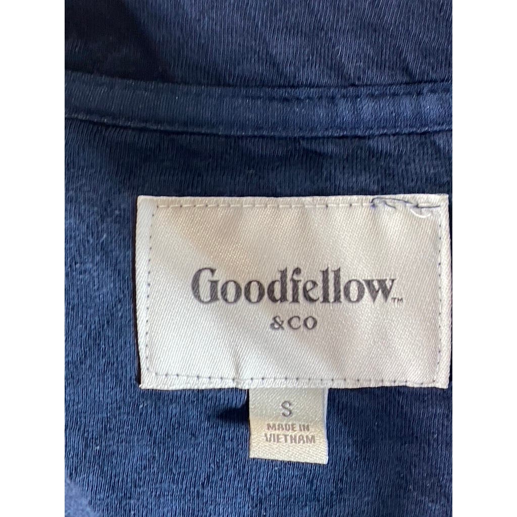 GOODFELLOW & CO Men's Navy Quilted Snap-Button Stand Collar Pullover Sweater SZS
