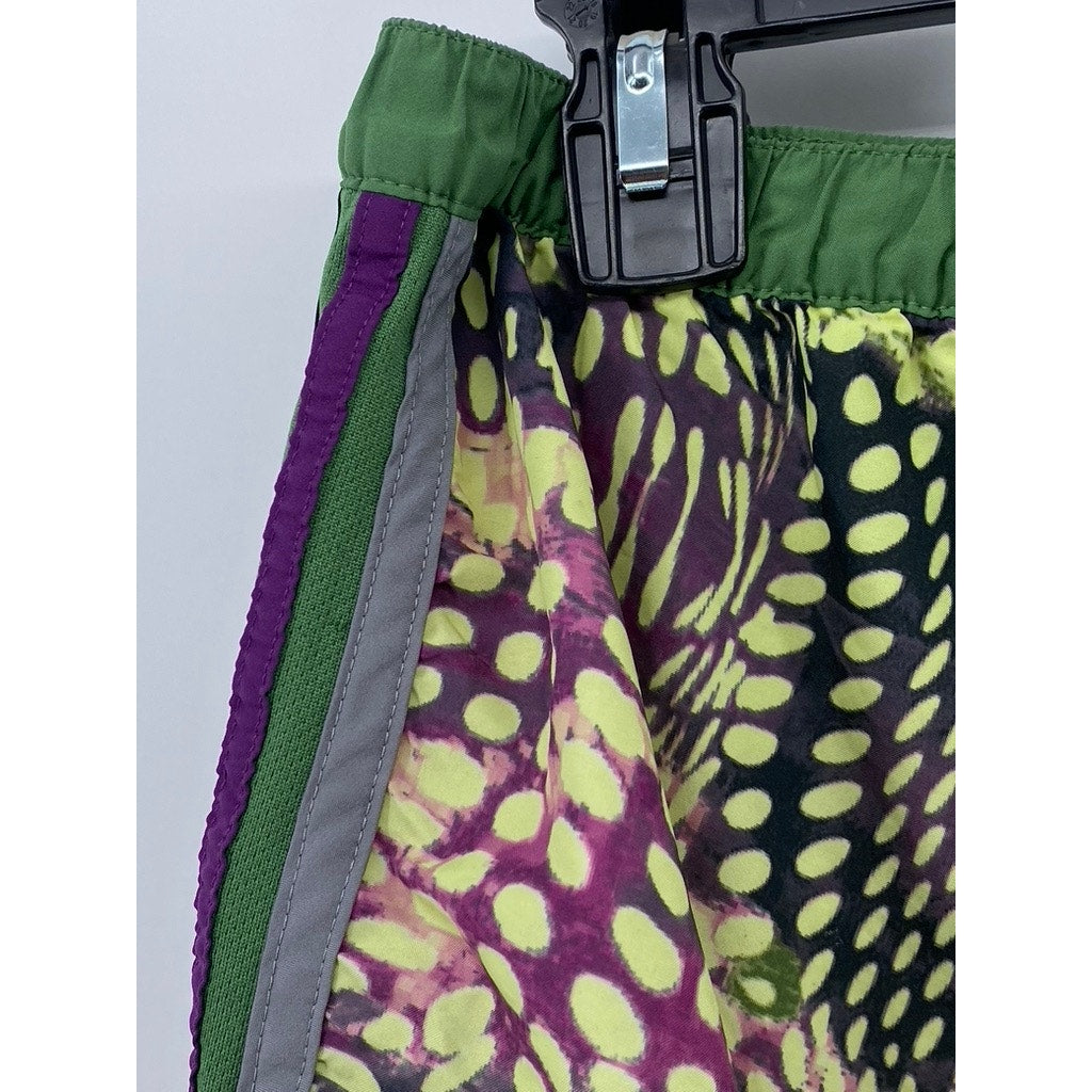 ADIDAS Women's Green Printed Climalite Elastic Waist Active Running Shorts SZ S