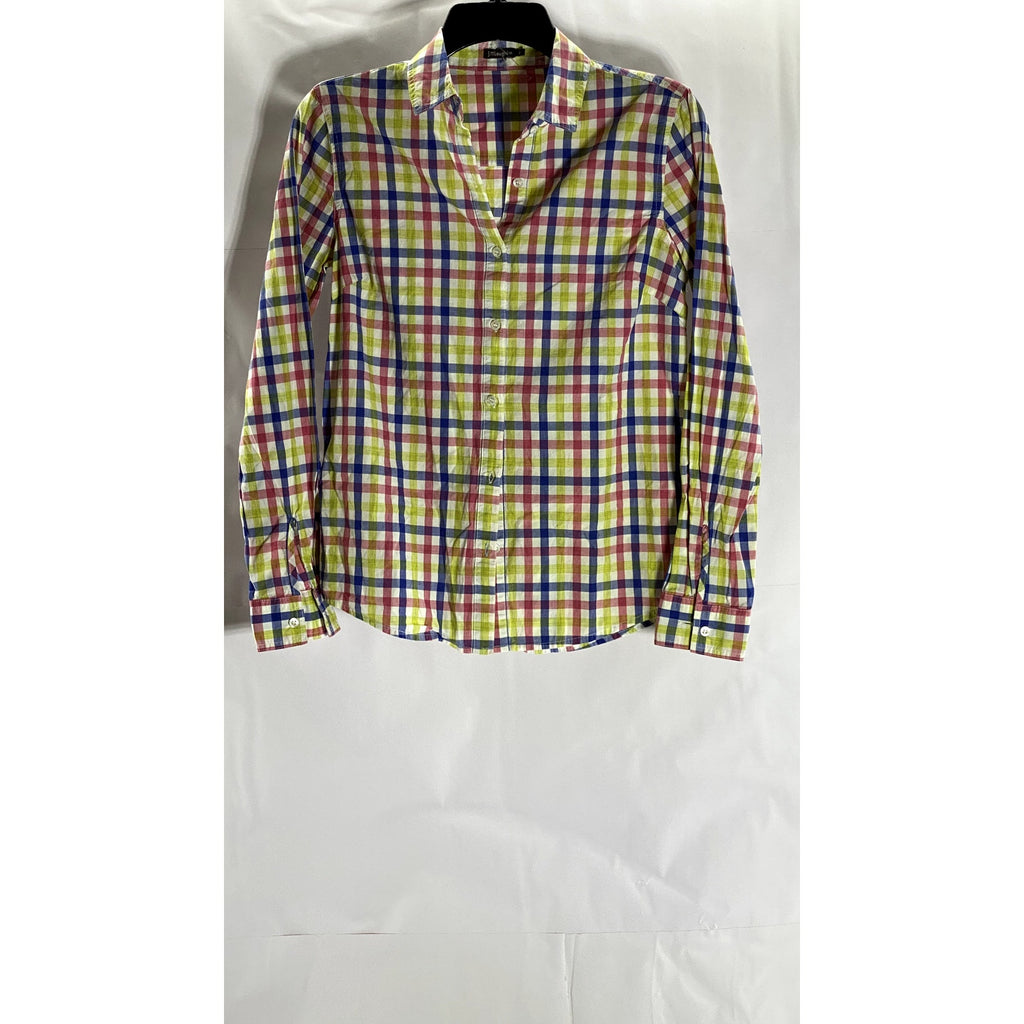 J.MCLAUGHLIN Women's Multicolor Plaid Button-Up Long Sleeve Top SZ 2