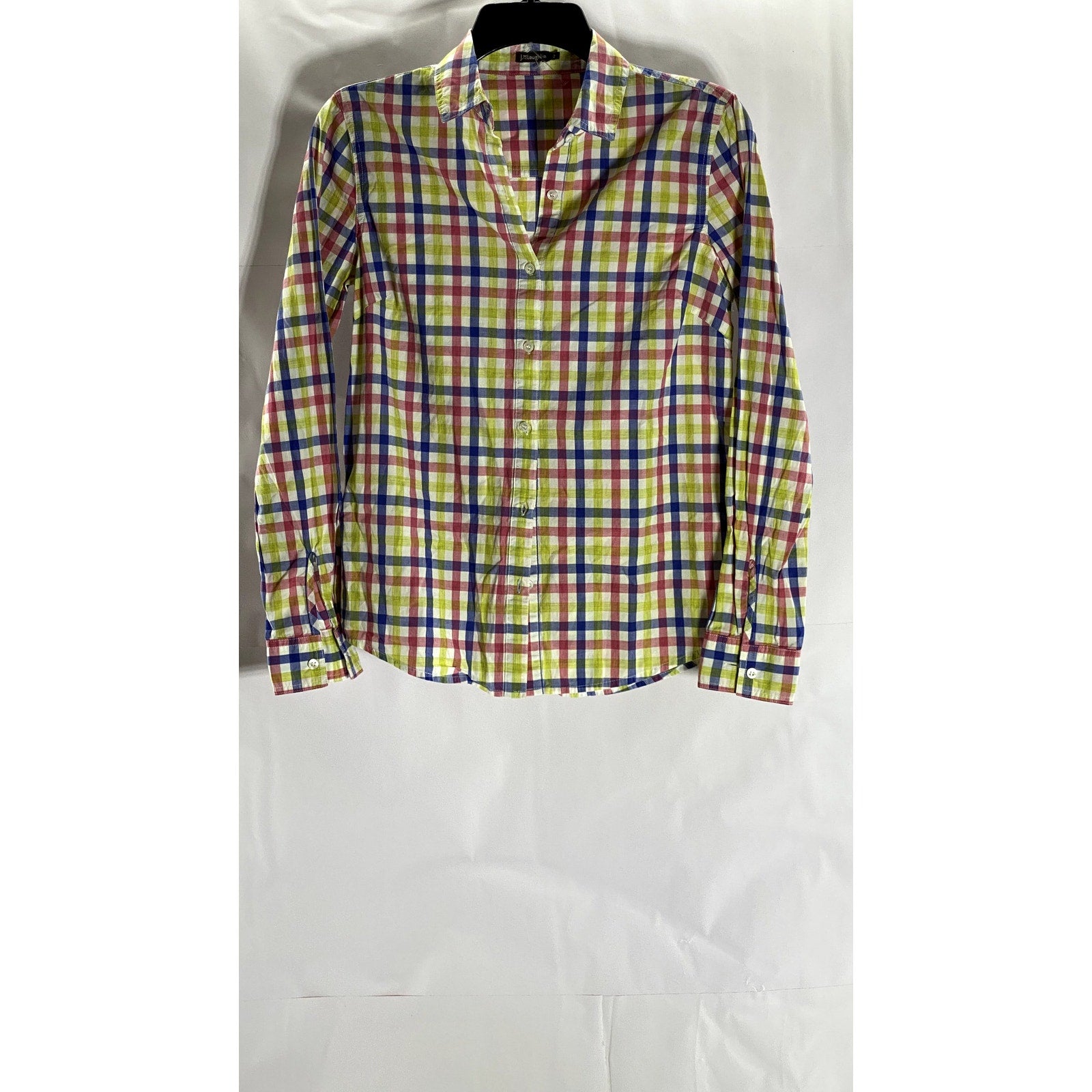 J.MCLAUGHLIN Women's Multicolor Plaid Button-Up Long Sleeve Top SZ 2