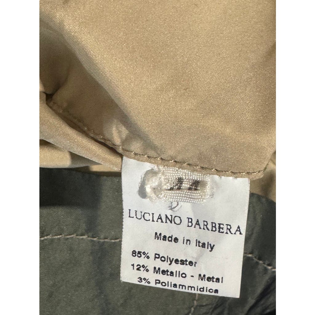 LUCIANO BARBERA Women's Army Green Metallic Waxed Utility Military Jacket SZ 44