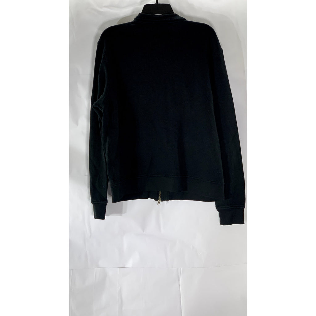 BANANA REPUBLIC Men's Black Rib Stand Collar Zip-Up Long Sleeve Sweater SZ L