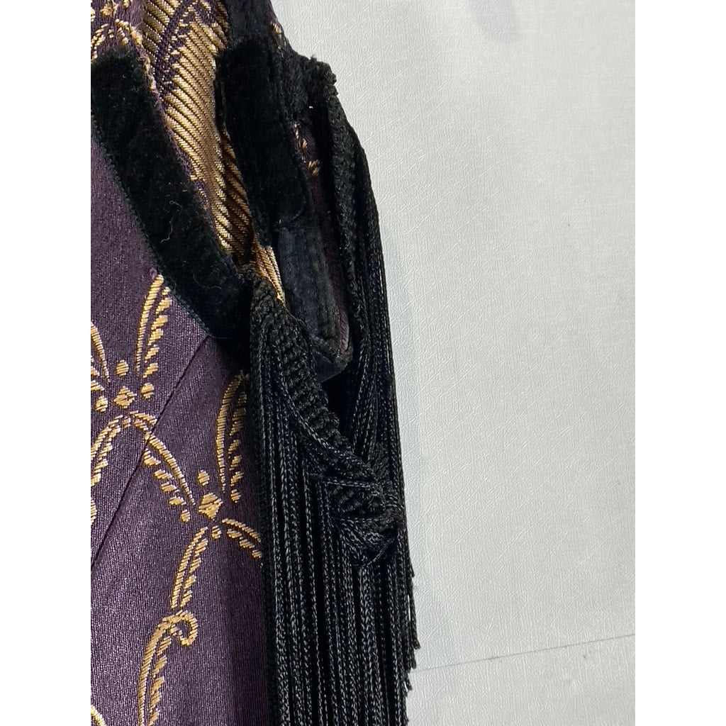 VINTAGE Unbranded Women's Purple/Nude Fringe Open-Back Mini Flapper Dress SZ M