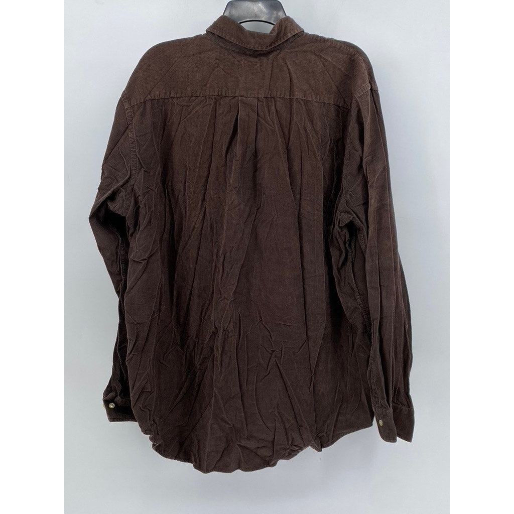 LANDS END Men's Vintage Brown Button Down SZ (XL) (17-17 1/2)