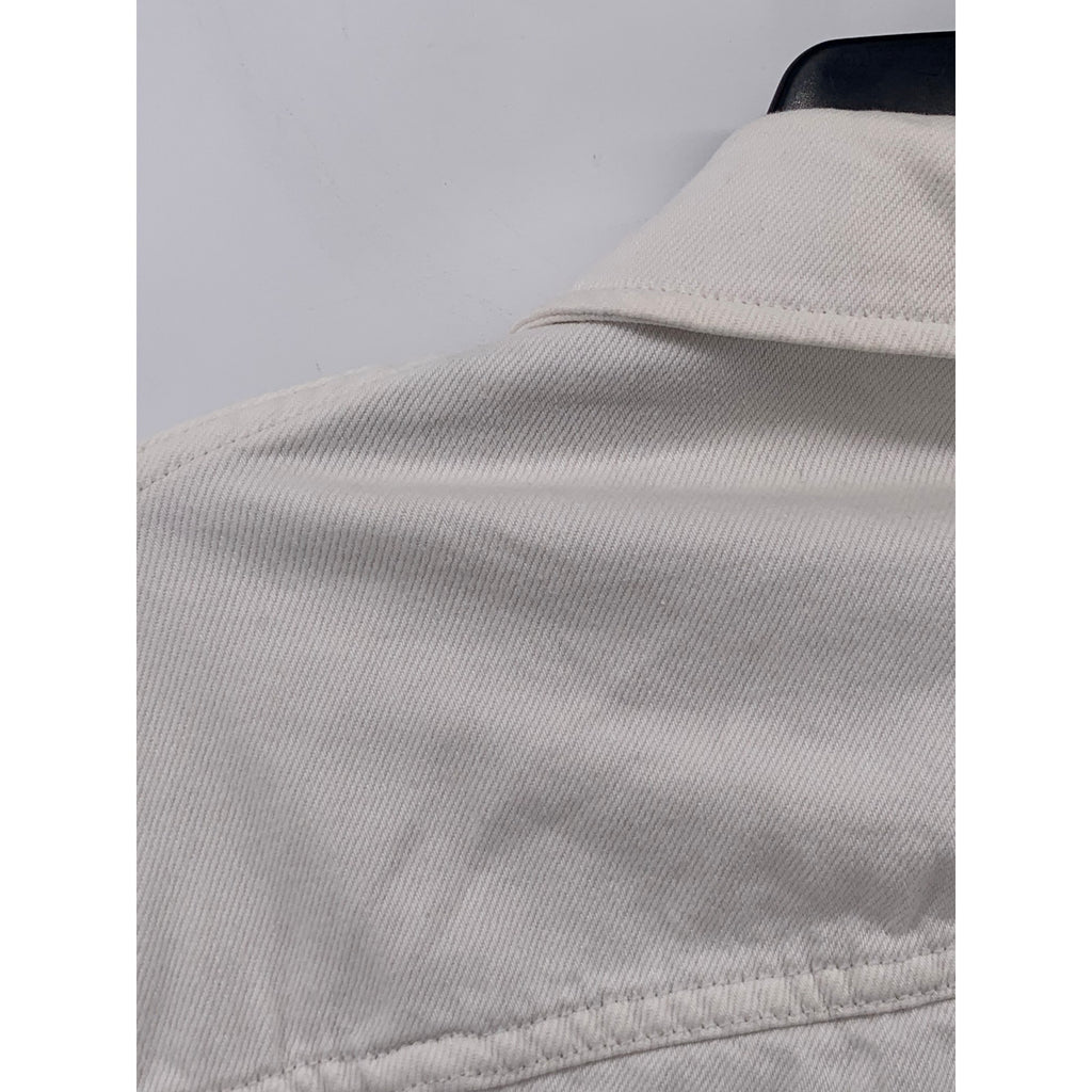 UNIQLO Women's White Denim Button-Up Long Sleeve Cropped Jacket SZ M